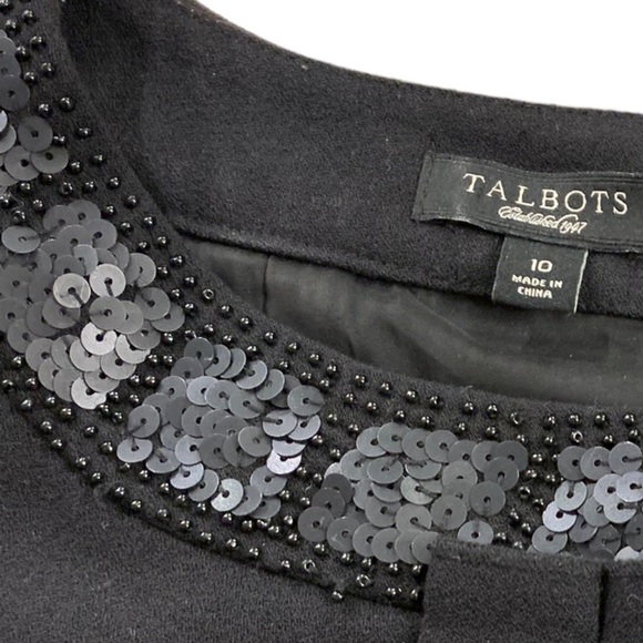 Talbots | LBD Little Black Dress Sequins Beaded Collar Size 10 - Picture 4 of 7